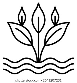 Single icon depicting aquatic plants, ideal for mobile applications and websites. This image features aquatic plants, water plants, underwater plants, seaweed, algae.