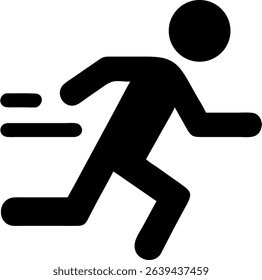 A single icon depicting a fast-running man, isolated on a white background. Perfect for sports, fitness, or speed related designs.