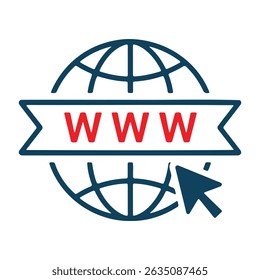 A single icon depicting a globe with a cursor, symbolizing web access or internet connectivity.