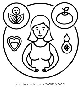 A single icon depicting pregnancy care, obstetrics, or gynecology. This image features pregnancy, care, icon, obstetrics, gynecology.