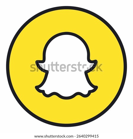 Single icon design featuring a Snapchat logo with a circular outline frame.