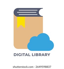Single Icon Digital Library, Ícone de educação em estilo plano