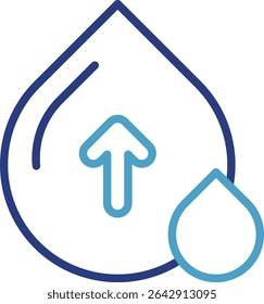 Ein einzelnes Symbol, zweifarbig, entspricht einer Erhöhung des Blutdrucks, des Volumens oder einer Aufwärtsbewegung des Bluthochdrucks oder einer hohen Anzahl roter Blutkörperchen