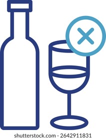 The single icon dual tone colored of the drink bottle and the prohibition symbol convey the prohibition on drinking alcohol