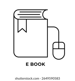 Single Icon E Book, Education Icon in Outline Style