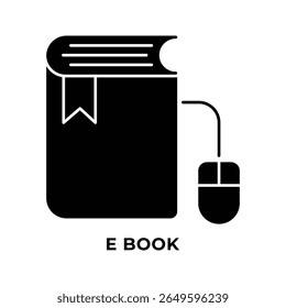 Single Icon E Book, Education Icon in Glyph Style, Icon Solid Style
