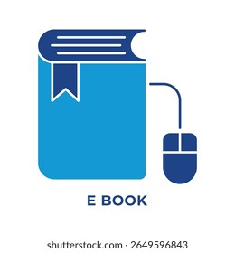 Single Icon E Book, Education Icon in BLue Style