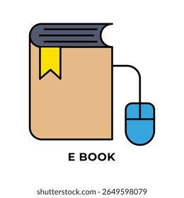 Single Icon E Book, Education Icon in Line Color Style