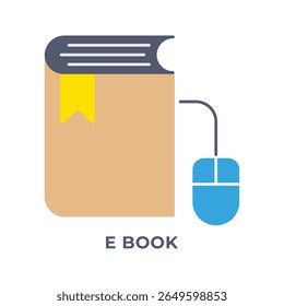 Single Icon E Book, Education Icon in Flat Style