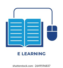 Single Icon E Learning, Education Icon in BLue Style