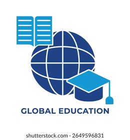 Single Icon Global Education, Education Icon in BLue Style
