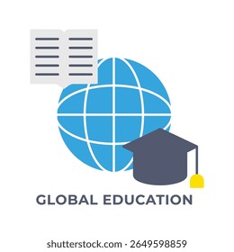 Single Icon Global Education, Education Icon in Flat Style