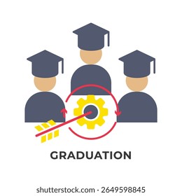 Single Icon Graduation, Education Icon in Flat Style