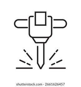 Icono único del equipo de perforación láser en estilo de contorno, Ilustración vectorial de carrera editable.