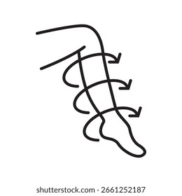 Single icon of leg stretching activity, perfect for exercise, mobility, or recovery illustrations. Editable stroke vector illustration.