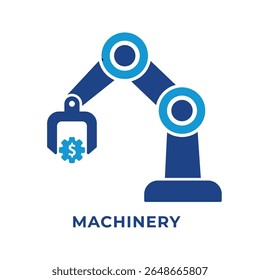ÍCONE ÚNICO MÁQUINAS, AUTOMAÇÃO DE NEGÓCIOS, ÍCONE ESTILO AZUL