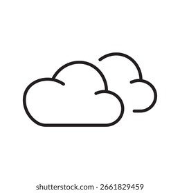 Single icon of overcast condition showing thick clouds in outline style, editable stroke vector illustration.