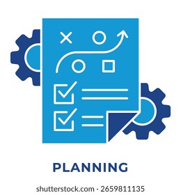 Single Icon Planning, Perfect for Presentation, Website, Apps and more, Icon Blue Style