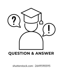Single Icon Question and Answer, Education Icon in Outline Style
