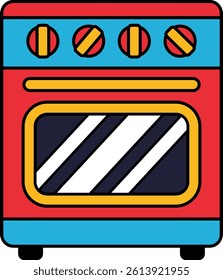 single icon of a red stove 