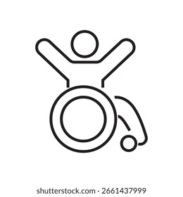 Icono único que representa a los niños con discapacidades, inclusivo en el diseño, estilo delineado. Ilustración vectorial de trazo editable.