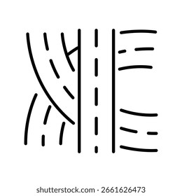Single icon of road highway infrastructure in outline style. Editable stroke vector illustration.