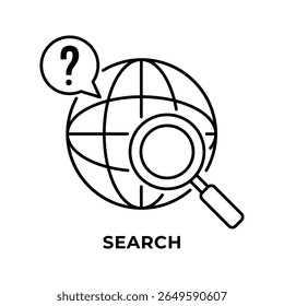 Single Icon Search, Education Icon in Outline Style