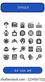  single icon set. 25 filled single icons. Simple modern icons about  - Basketball, Wardrobe, Sleeping bag, Radio, Crane, Lamp, Whisky, Disqus, Wind rose, Checklist, Star, Croissant