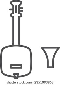 Icono único del dibujo de línea simple instrumento musical shamisen