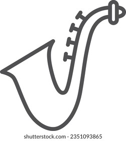 Single icon of simple line drawing musical instrument saxophone