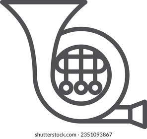 Single icon of simple line drawing musical instrument Horn