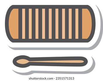 Single icon of a simple sticker-like musical instrument Guiro