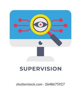 SINGLE ICON SUPERVISION, BUSINESS AUTOMATION, ICON FLAT STYLE