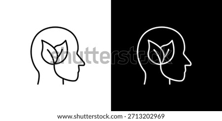Single icon of symbolic representation of environmental consciousness within a human mind, conceptualizing eco-friendly thoughts and sustainable living