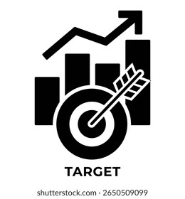 SINGLE ICON TARGET, ICON FOR APP, WEBSITE, PRESENTAITON ETC. ICON IN GLYPH STYLE.