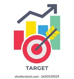 SINGLE ICON TARGET, ICON FOR APP, WEBSITE, PRESENTAITON ETC. ICON IN FLAT STYLE.