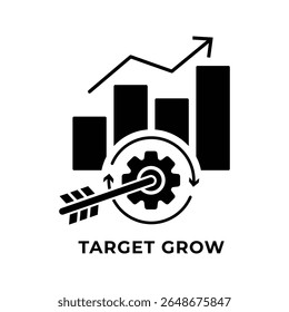 SINGLE ICON TARGET GROW, BUSINESS AUTOMATION, ICON SOLID STYLE