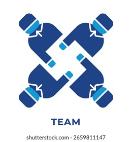 Equipo de un solo ícono, perfecto para presentación, Sitio web, App y más, estilo Icon Blue