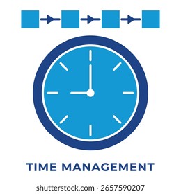 Administración de tiempo de icono único. Perfecto para presentación, Sitio web, App, etc. Estilo azul del icono