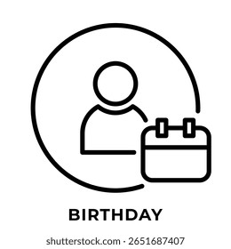 Ícone único Aniversário do usuário, Ícone do avatar, Contorno do ícone