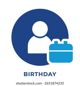 Icono único de cumpleaños del usuario, icono del avatar, icono azul