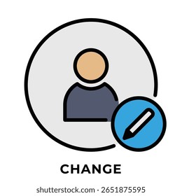Perfil de cambio de usuario de un solo ícono, ícono de avatar, color de línea de ícono