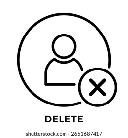 Borrar de usuario de icono único, icono de avatar, contorno de icono