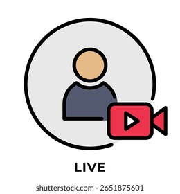 Single Icon User Live, Avatar Icon, Icon Line Color