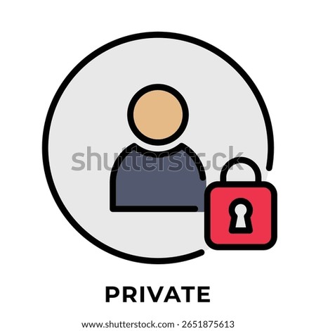 Single Icon User Private, Avatar Icon, Icon Line Color