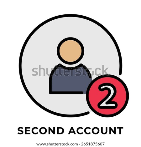 Single Icon User, Second Account Icon, Icon Line Color
