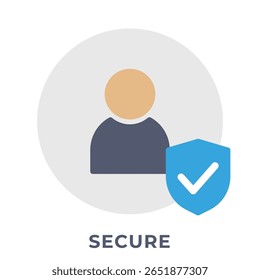 Single Icon User Secure, Avatar Icon, Icon Flat