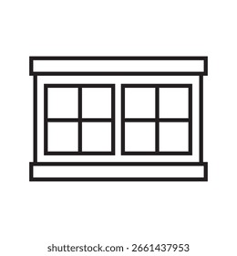 Janela de ícone único em estilo de linha ou estrutura de tópicos. Ícones para aplicativo móvel e Web. Coleção de Ícones de Linhagem. Traço editável. Ilustração de vetor.