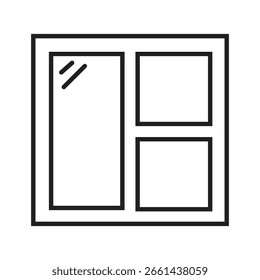 Janela de ícone único em estilo de linha ou estrutura de tópicos. Ícones para aplicativo móvel e Web. Coleção de Ícones de Linhagem. Traço editável. Ilustração de vetor.