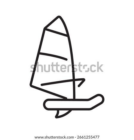 A single icon of windsurfing in outline style, combining wind and wave sports. Editable stroke vector illustration.